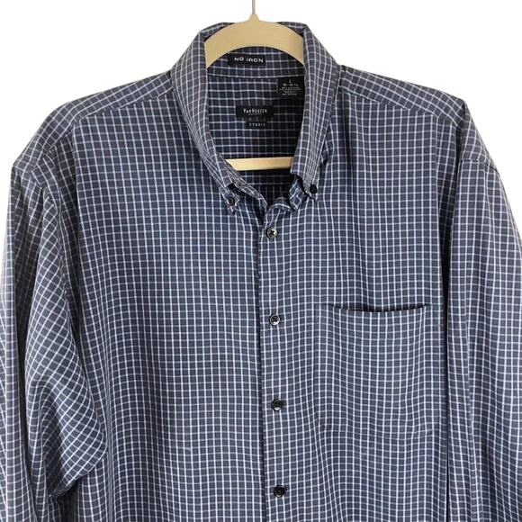 Van Heusen Studio No Iron Windowpane Check Shirt Size Large - Picture 2 of 8